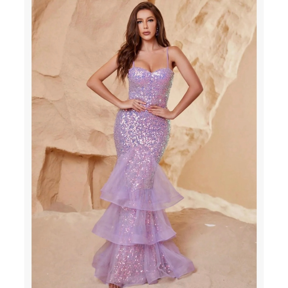 Women's FAERIESTY Gown 4XL Purple Sequin - Picture 10 of 10